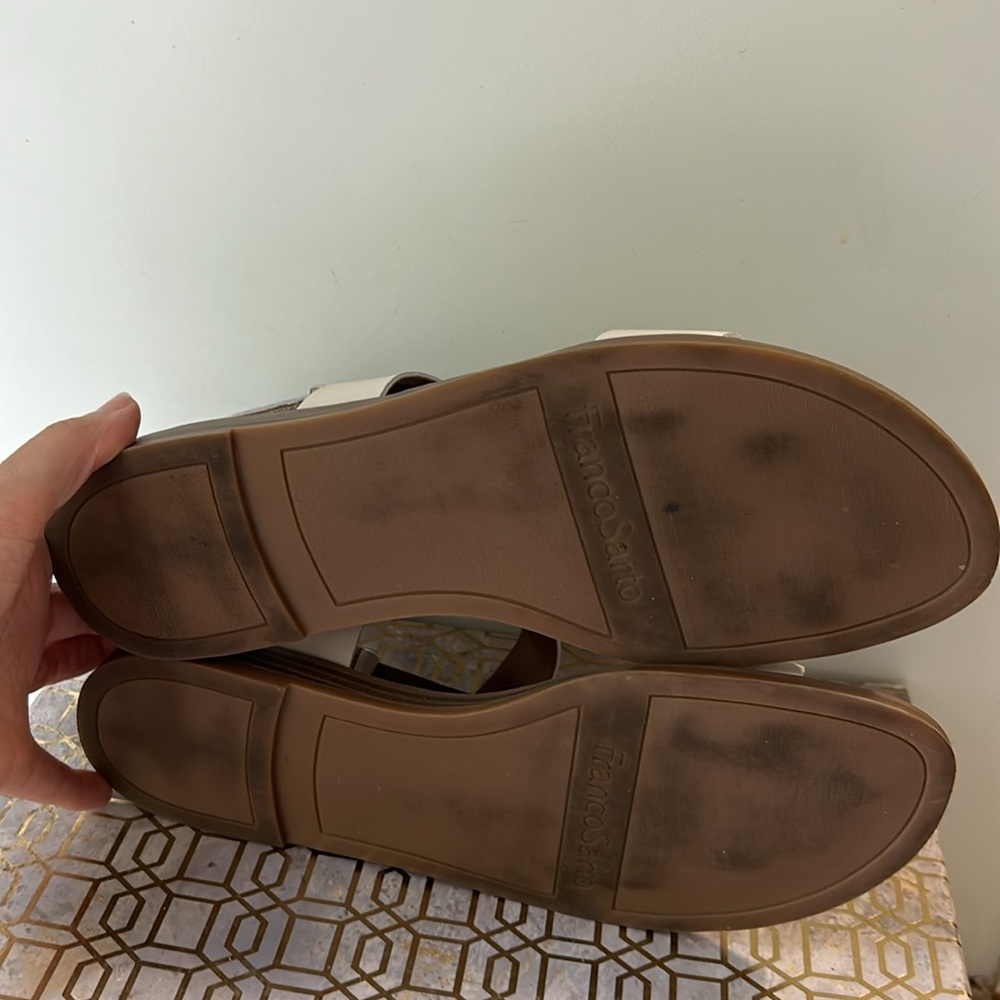 Franco Sarto Glenni Leather Adjustable Strap Slingback Flat Sandals Women sz 8.5 - Picture 6 of 7